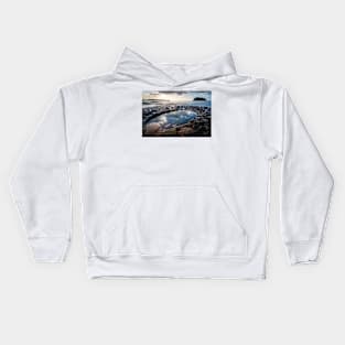 Sky reflections in a rockpool on the nsw central coast near lion island Kids Hoodie